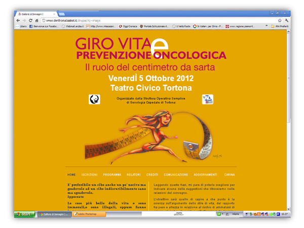 sito web per il convegno Giro Vita e Prevenzione Oncologica, sviluppo Andrea Franzosi franzRoom.net