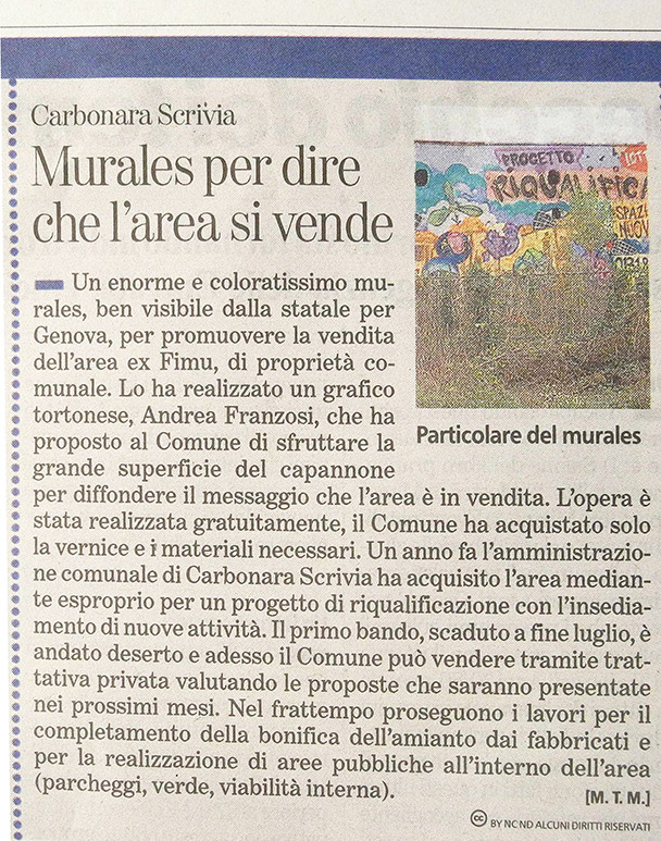 articolo La Stampa - Murale Ex Fonderia Castelli - Andrea Franzosi, franzRoom.net